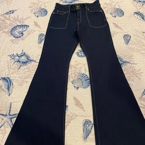 Michael Kors Dark Navy Wide Leg Jeans with Contrast Stitching